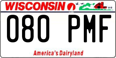 WI license plate 080PMF