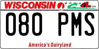 WI license plate 080PMS