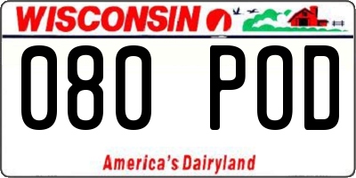 WI license plate 080POD