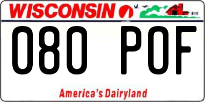 WI license plate 080POF