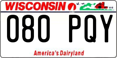 WI license plate 080PQY