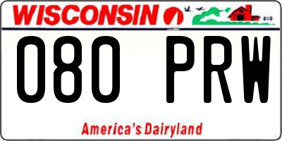 WI license plate 080PRW