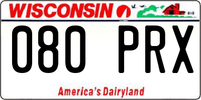 WI license plate 080PRX