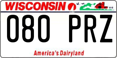 WI license plate 080PRZ