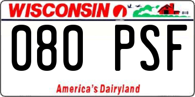 WI license plate 080PSF