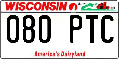 WI license plate 080PTC