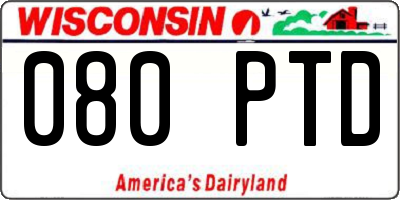 WI license plate 080PTD