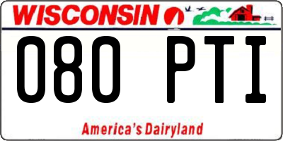 WI license plate 080PTI
