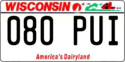 WI license plate 080PUI