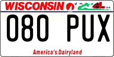 WI license plate 080PUX