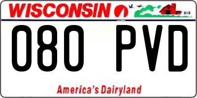 WI license plate 080PVD
