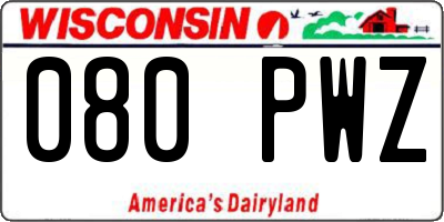 WI license plate 080PWZ