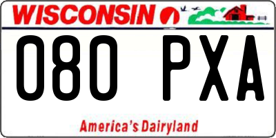 WI license plate 080PXA