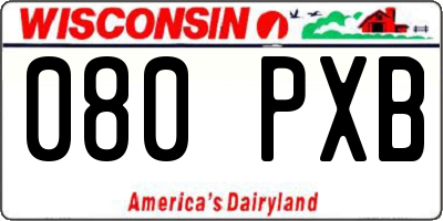 WI license plate 080PXB