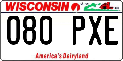 WI license plate 080PXE