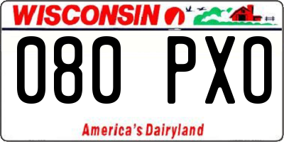 WI license plate 080PXO