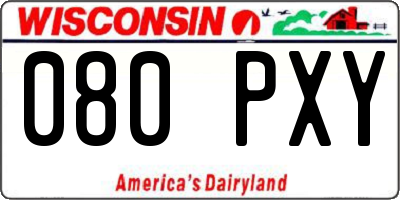 WI license plate 080PXY