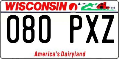WI license plate 080PXZ