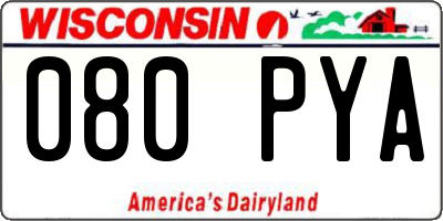 WI license plate 080PYA