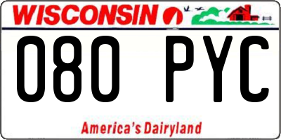 WI license plate 080PYC