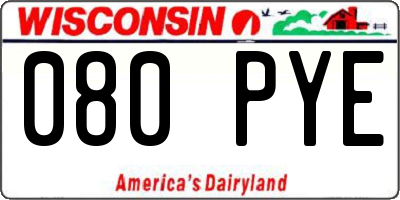 WI license plate 080PYE