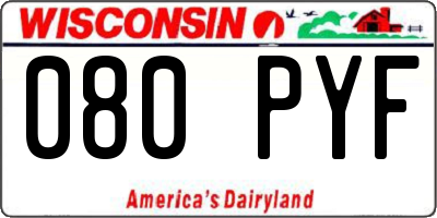 WI license plate 080PYF