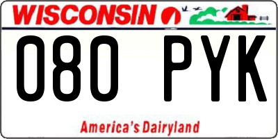 WI license plate 080PYK