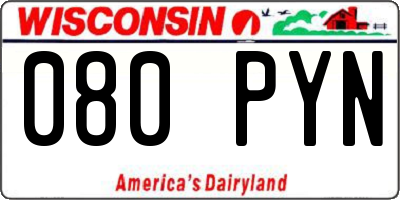 WI license plate 080PYN