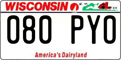 WI license plate 080PYO