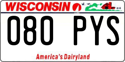 WI license plate 080PYS