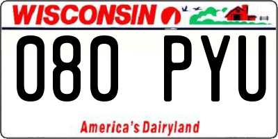 WI license plate 080PYU