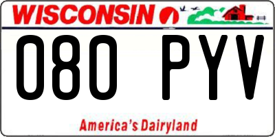 WI license plate 080PYV