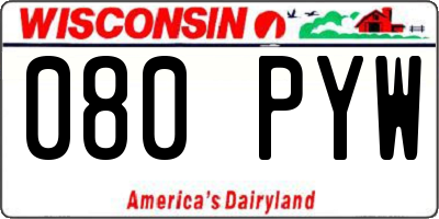 WI license plate 080PYW