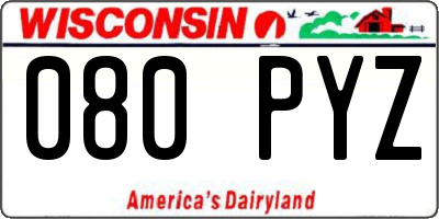 WI license plate 080PYZ