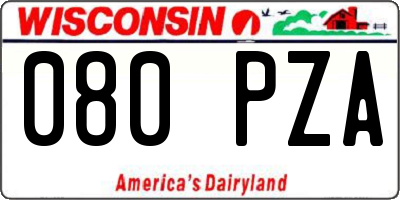 WI license plate 080PZA