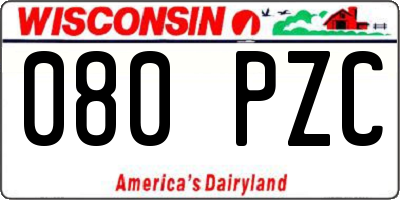 WI license plate 080PZC