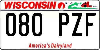 WI license plate 080PZF