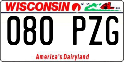 WI license plate 080PZG