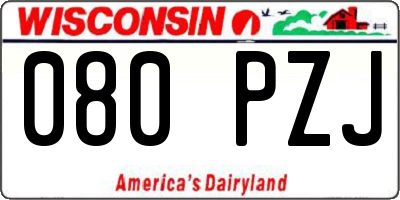 WI license plate 080PZJ