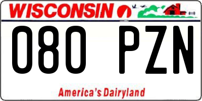WI license plate 080PZN