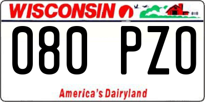 WI license plate 080PZO