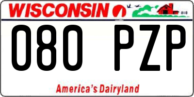 WI license plate 080PZP