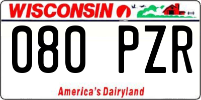 WI license plate 080PZR