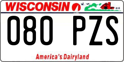 WI license plate 080PZS