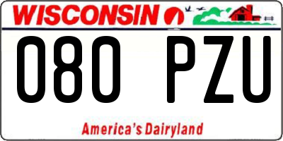 WI license plate 080PZU