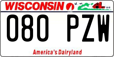 WI license plate 080PZW