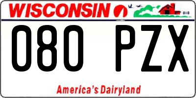 WI license plate 080PZX