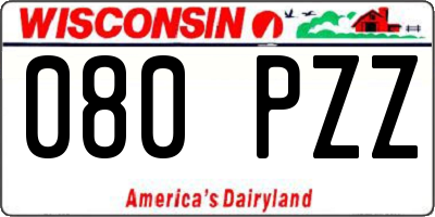 WI license plate 080PZZ