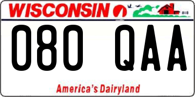 WI license plate 080QAA