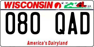 WI license plate 080QAD